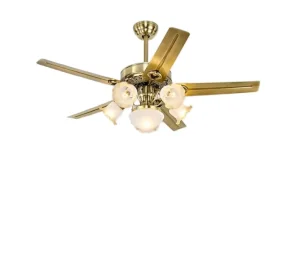 Modern LED Ceiling Fan with Light Stainless Steel Blade Strong Air Supply AC Motor for Living Room Decor
