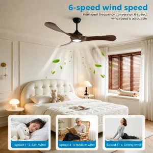 Modern LED Ceiling Fan with Remote Control Dimmable Light 6 Speed for Living Room OEM Manufacturer