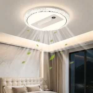 Modern LED Home Decor Fan Light with Remote Control 6 Speed Dimmable Silent Bladeless Ceiling Fan Lamp for Living Room Bedroom
