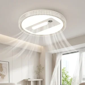 Modern LED Home Room Decor Fan Light Digital Display 6 Speed Remote Control Dimmable Silent Bladeless Ceiling Fan Lamp