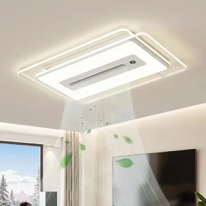 Modern LED Iron Acrylic Ceiling Fan with Remote Control Light Indoor Living Room Home Office Hotel Decor Bladesless Design 220V