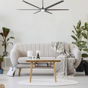 Modern Large Metal Industrial Ceiling Fan LED Light 6 Blade Remote Control Electric 4 Speed Energy Efficient Class Household