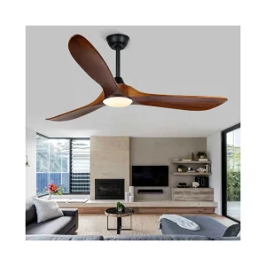 Modern Large Outdoor Hotel Ceiling Fan with Light DC Motor 60″ Solid Wood 3 Blades Remote Control