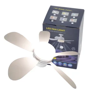 Modern Led 16 Inch Bathroom Ceiling Fan with Remote Control Electric Plastic 3 Speed Timer 3 Colors Led Light Household