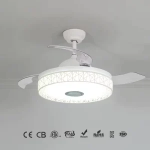 Modern Led Ceiling Fan with RGB Lighting Smart Remote Control DC Motor Metal Construction for Living Room