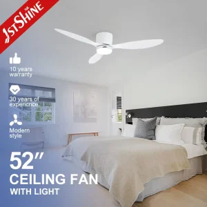 Modern Low Profile Ceiling Fan with Light White ABS Blades DC Motor for Living Room