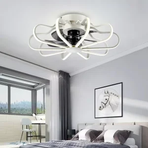 Modern Luxury Aluminum Remote Control LED Ceiling Fan with Light 42 Inch Blade AC Motor Bedroom Use