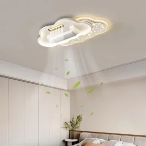 Modern Luxury Ceiling Fan Light for Hotel Bedroom Iron Body with Smart LED Night Light and Remote Control