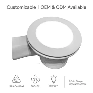 Modern Mini Quiet Ceiling Bathroom Exhaust Fan LED Light Household Use Waterproof Easy Installation OEM Customization Available