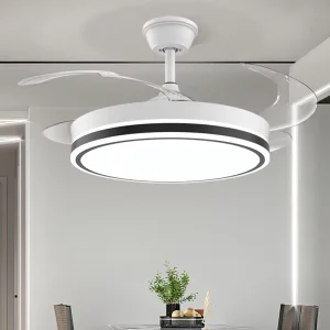 Modern Minimalist Living Room High Airflow Fan With Light Bedroom LED Light Retractable Ceiling Fan With Light Super Quiet