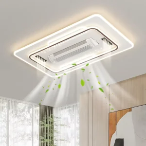 Modern Negative Ion Remote Control Bladeless Ceiling Fan Light with LED AC Motor ABS 220V