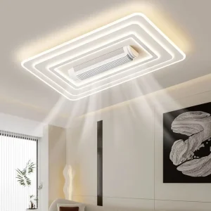 Modern New Ultrathin Bladeless Ceiling Fan with Light Remote Control Simple Fan Light Living Room Bedroom LED Ceiling Fan