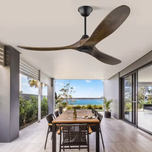 Modern Outdoor 70″ Large Air Flow Wooden Industrial Silent DC Motor Ceiling Fans with Remote