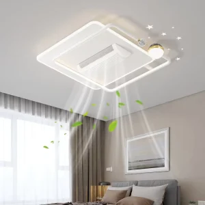 Modern Plastic AC Motor Bladeless Ceiling Fan with Light Smart App Control Dimmable LED Remote Control