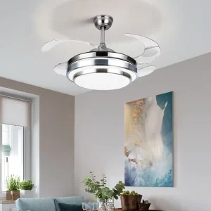 Modern Plastic Silent LED Ceiling Fan 96W with Light Adjustable Speed Dimmable Mount Home Office
