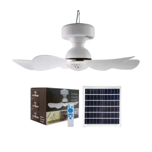 Modern Portable Solar Cell LED Light Fan with Remote Control Good Hook Design for Outdoor Rechargeable Use on Sale