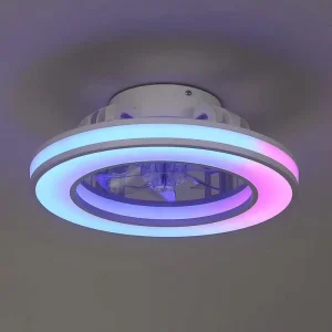 Modern RGB LED Light Suction Lamp Fan with Smart Remote Control New Design for Bedroom Living Room DC Motor Cross Border Special