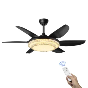 Modern Remote Control LED Ceiling Fan with Light 3-Speed Color-Changing Blades for Home Office