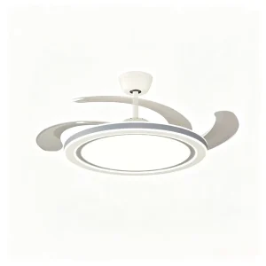 Modern Retractable Blade Ceiling Fan with LED Lights Dimmable DC Motor Remote Control Fan Lights Indoor Lighting Fixtures