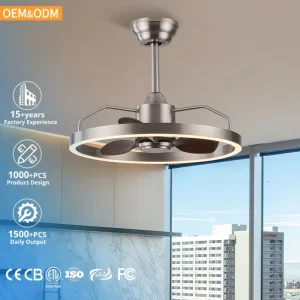 Modern Ring Ceiling Fan with LED Light DC Motor Dimmable Hidden Blade Fandelier