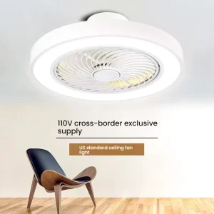 Modern Round Remote Control LED Ceiling Fan Light with 3 5 Blades Quiet DC Motor