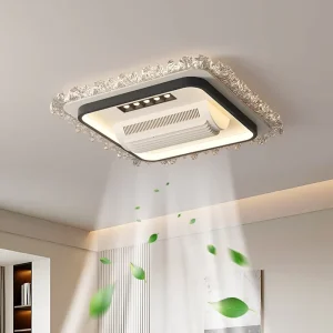 Modern Silent Bladeless LED Ceiling Fan Light with Remote Control AC Motor Eye Protection Home Bedroom Living Room Fan Lamp