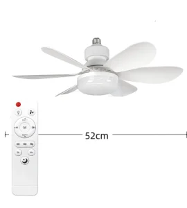 Modern Silent LED Ceiling Fan Living Room 60W DC 220V ABS Lamp Body E27 Converter Base Remote Control 3 Speed Dimmable