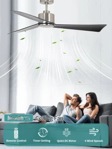 Modern Simple DC Motor Indoor Outdoor Electric 52 Inch Air Cooling Ceiling Fan with Remote Control for Hotel & Household Use