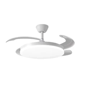 Modern Simple Design Indoor Decorative Household Round Iron+ABS Remote Control Dimmable Led Ceiling Fan With Light