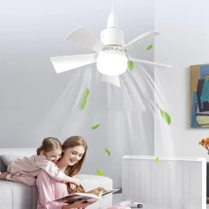 Modern Simple LED Ceiling Fan with Light for Bedroom and Living Room Retractable and Remote Controlled