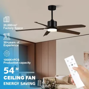 Modern Simple Style Indoor Living Room 54Inch 3 Color Temperature Remote Control Dimming Smart Led Ceiling Fan Light