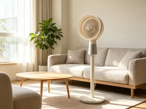 Modern Smart AC Electric Tower Pedestal Fan Remote Control 3 Plastic Blades Low Noise Oscillating Air Cooling Hotel Household