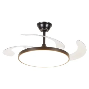 Modern Smart LED Ceiling Fan with Retractable Control & 3 Color Dimmer Switch Remote 3 Blades 4Blades AC DC Motor