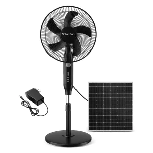 Modern Solar Floor Fan with Swith Control 3-Speed Shakes Its Head Energy-Saving Project Installation