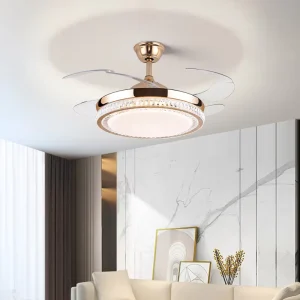 Modern Style 42 Inch LED Ceiling Fans with Hidden Blades Remote Control High Wind for Household Use Includes LED Lights