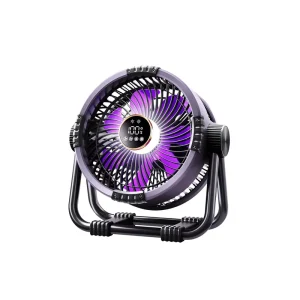 Modern Style ABS Smart Outdoor Rechargeable Fan with Strong Airflow App Control LED Light Power Bank Box for Car Hotel Use