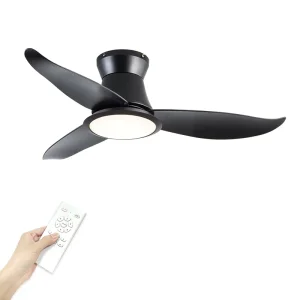 Modern Ultra Quiet LED Ceiling Fan with Three Color Dimming ABS Blade DC Motor Remote Control for Bedroom Hotel Restaurant