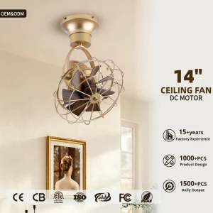 Modern Wall and Mount 2 in 1 Ceiling Fan 360° Adjustable Wall Mounted Fan with Remote