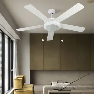 Modern White Contemporary LED Ceiling Fans AC Motor 5 Blades Ceiling Fan with Light for Bedroom