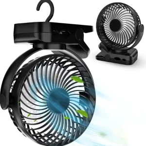 Multi Function Foldable Cooling Mini Clip Fan Durable Plastic Portable USB Charging In vehicle Fan with LED Lighting