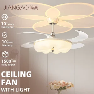Multi Function Smart Remote Control Ceiling Fan Light Wind Speed Petal Projection Retractable Lamp Study Tea Room Leisure Space