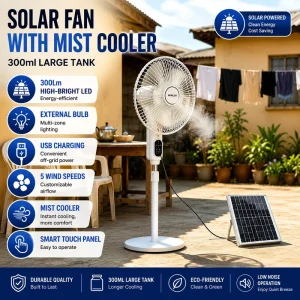 Multi Function Solar Ceiling Fan with Solar Panel 16 Inch Solar Fan Solar Rechargeable Fan with Panel Lithium Battery