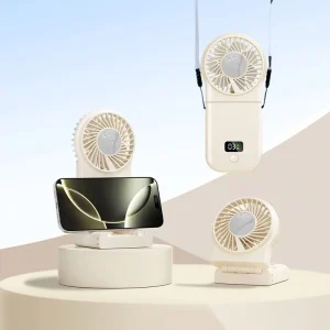 Multi-Functional Handheld Fan Hangable Neck Foldable USB Rechargeable Portable Mini Fan Cooling with Digital Display