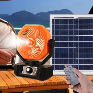 Multi Functional Portable Solar Fan Light IP65 Waterproof USB Charging Remote Control for Outdoor Camping & Night Markets