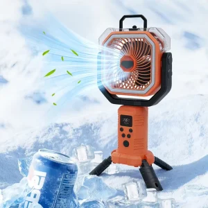 Multifunctional 20000mAh Rechargeable Portable Fan with Light and Water Mist for Summer Outdoor Camping Household Car RV Use
