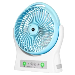 Multifunctional 8 Inch Table Fan for Home Office Portable USB Rechargeable with Emergency Light for Household Outdoor Use