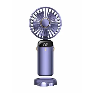 Multifunctional Handheld Fan LED Screen Wind Speed Power Indicator Spiral Fan Blades Portable Travel Outdoor Pocket Fan