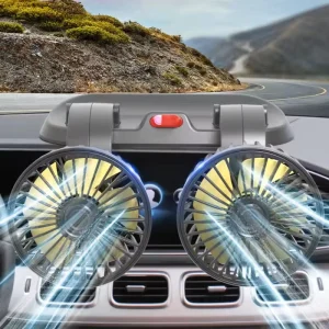 Multifunctional Portable Fan Powerful Cooling Dual Head USB Universal Car Fan for Cars Trucks Vans Rotatable Adjustable Airflow