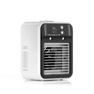 Multifunctional Water Cooled Fog Humidifier Dual Head Colorful Atmosphere Light Hand Powered OEM Hard Case Spray Fan Three Table