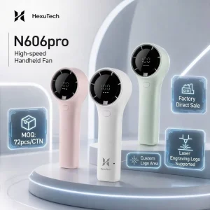 N606pro OEM ODM Portable Handheld Bladeless Digital Display Wearable High Speed Turbo Cooling USB Mini Rechargeable Fan